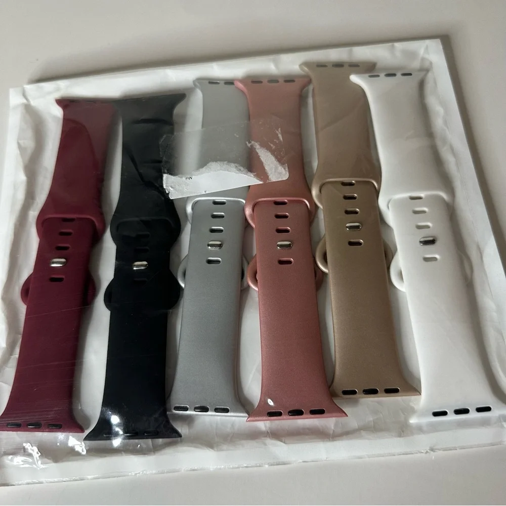 Lot Of 6 Unbranded Apple Watch Silicone Sport Bands Neutral Colors 38/40mm NEW